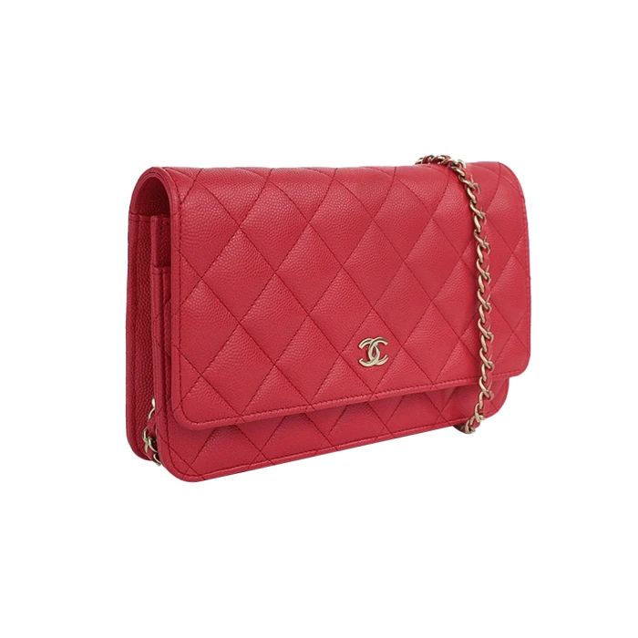 Bolsa Chanel Caviar Wallet on Chain Rosa