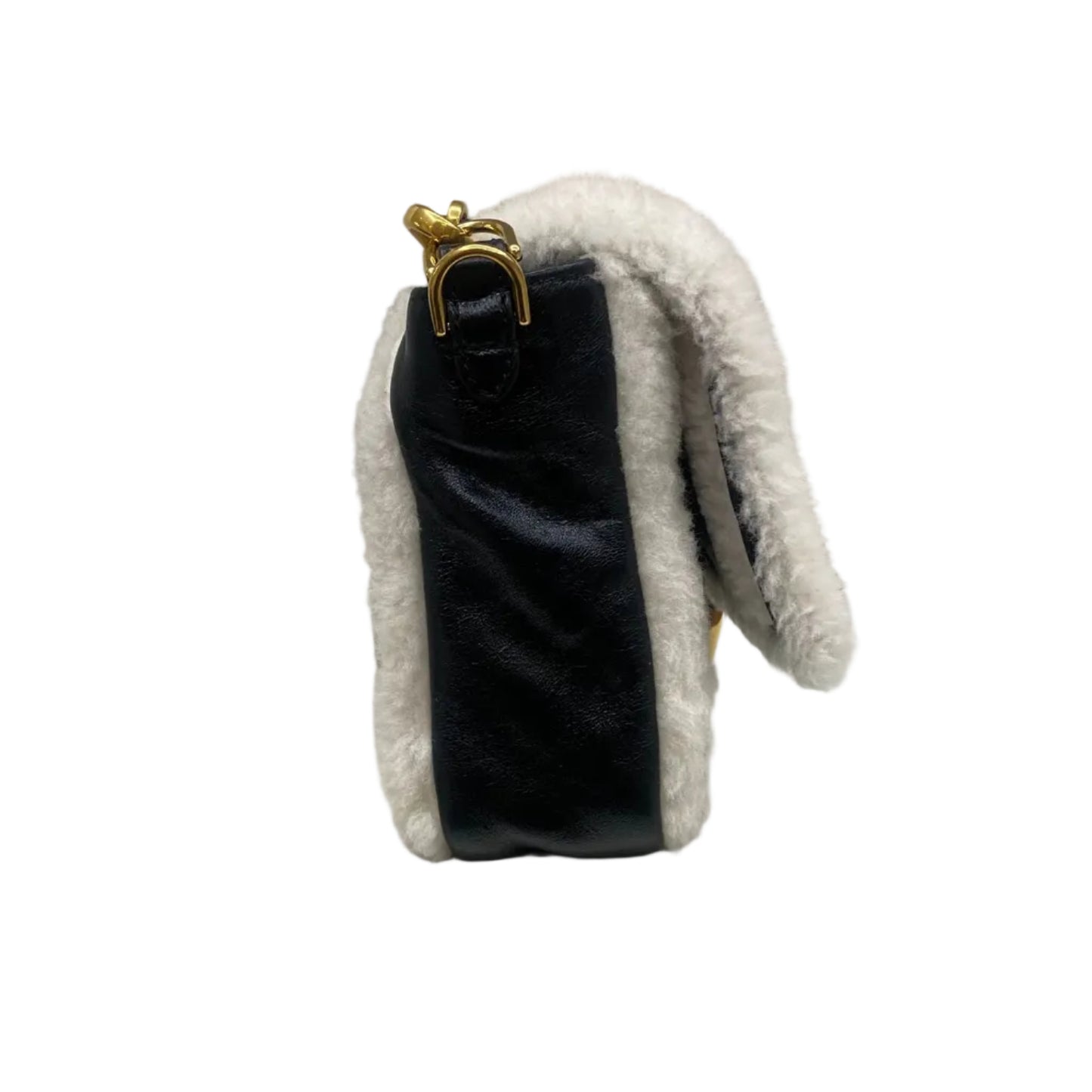 Bolsa Fendi Baguette Pelinho Couro Preto