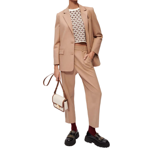 Conjunto Maje Blazer e Calça Bege Tam 38 Br