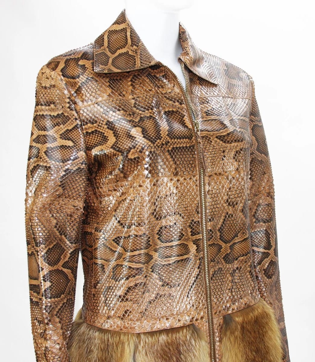 Casaco Roberto Cavalli Cobra e Pelo Marrom Tam 36 Br