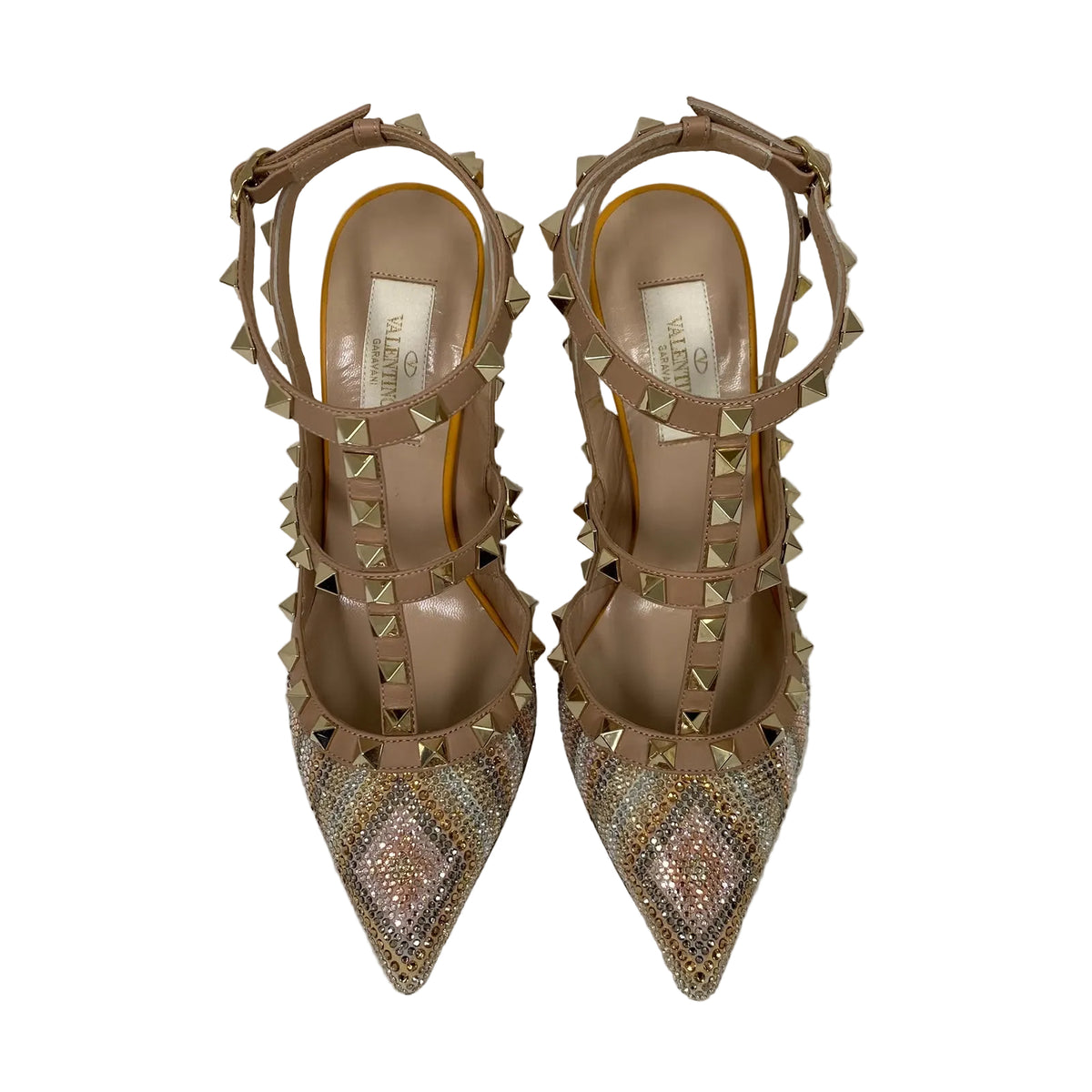 Sandália Valentino Rockstud Strass Laranja Tam 34 Br