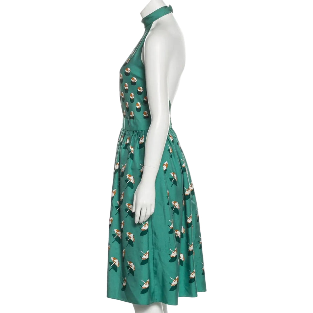 Vestido Gucci Verde Estampa Guarda-Sol TAM 40 BR