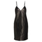 Vestido Saint Laurent Couro de Cordeiro Preto Tam 36 Br