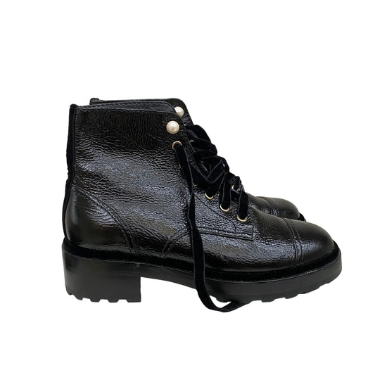 Bota Chanel Preta Detalhe em Veludo Tam 37,5 Br