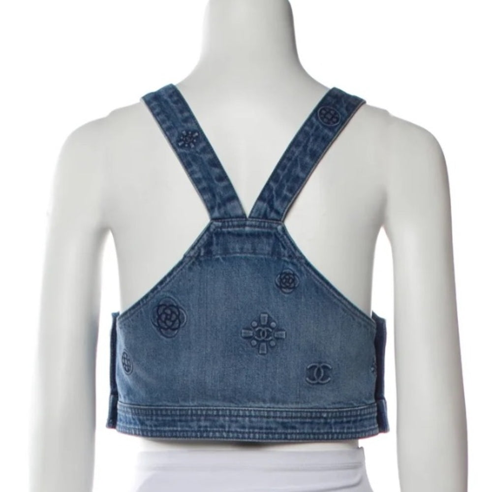 Blusa Chanel Jeans Logo Estampado Tam 34 br