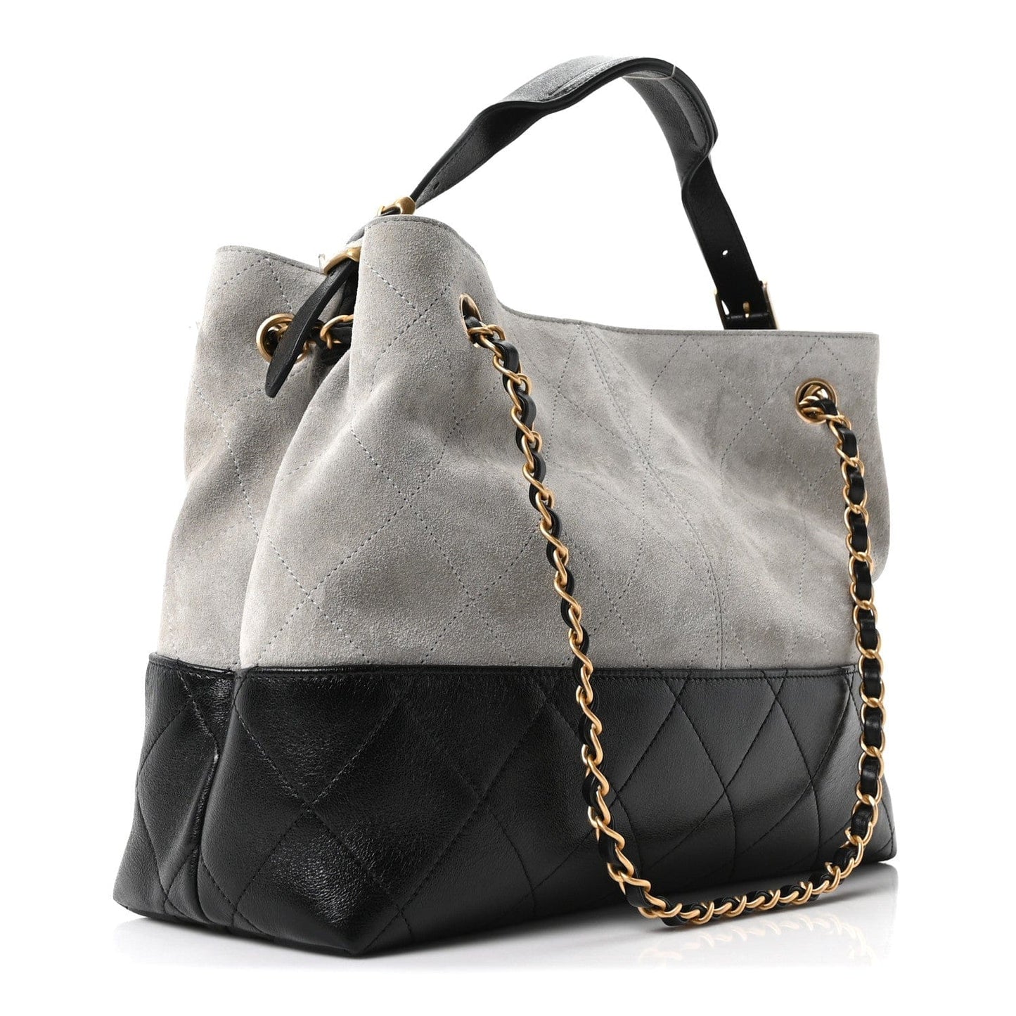 Bolsa Chanel Suede Calfskin Shiny Preto e Cinza