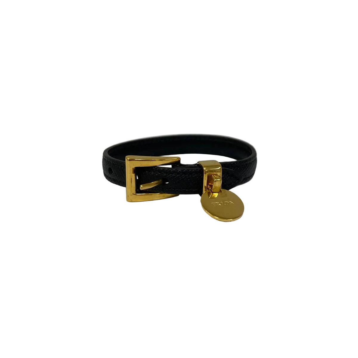 Pulseira Prada Preta Ferragem Dourada