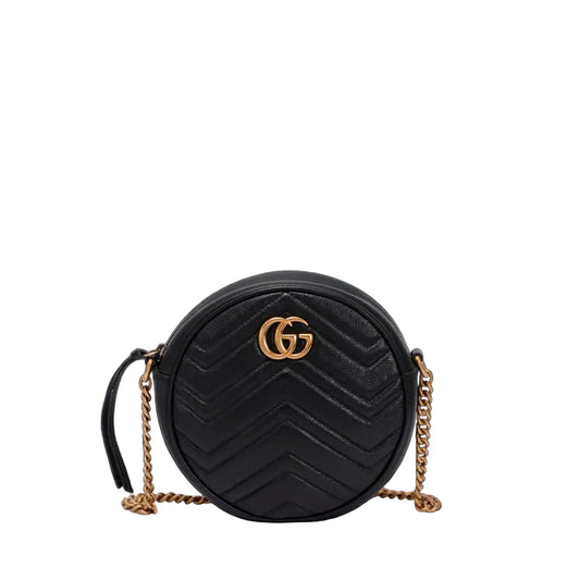Bolsa Gucci Marmont Mini Round  Preta