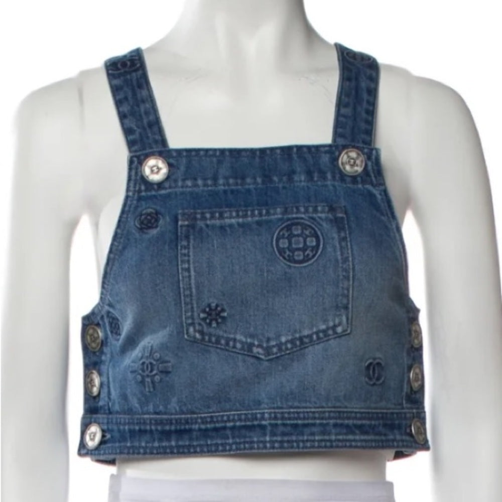 Blusa Chanel Jeans Logo Estampado Tam 34 br