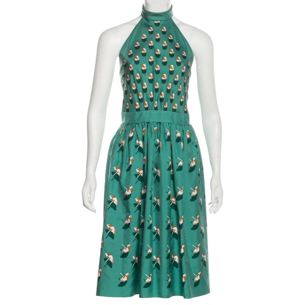 Vestido Gucci Verde Estampa Guarda-Sol TAM 40 BR