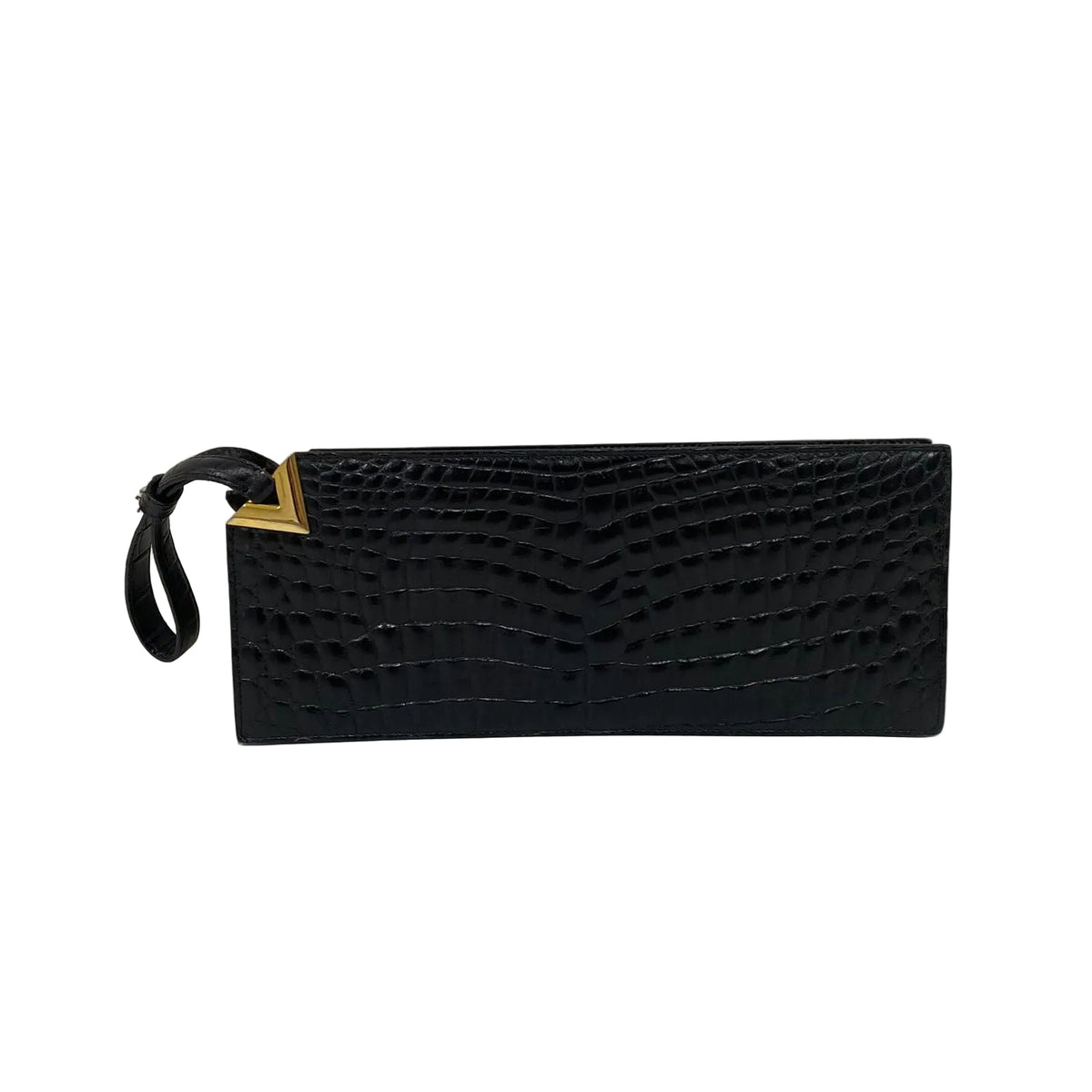 Clutch Valentino Couro Croco Preta