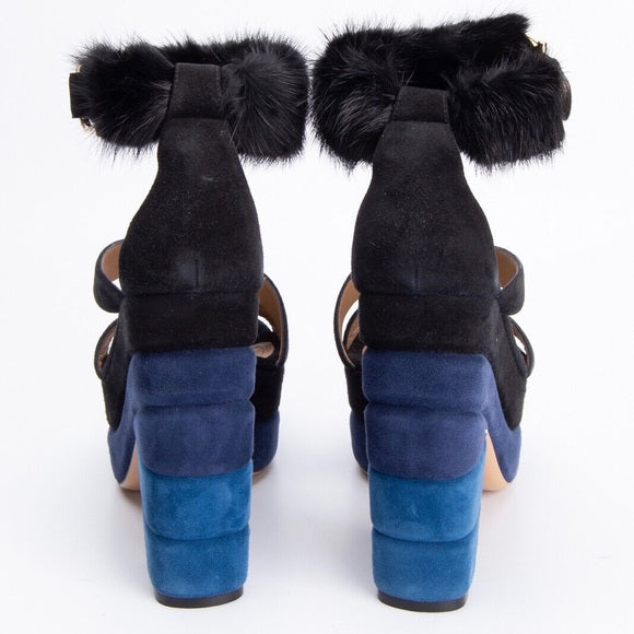 Salto Ferragamo Azul Pelinho Tam 35 Br