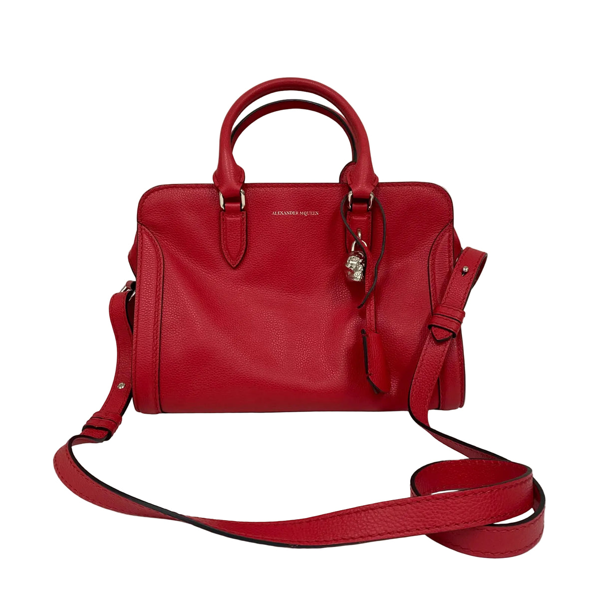 Bolsa Alexander McQueen Small Skull Padlock Zip Around Tote Vermelha