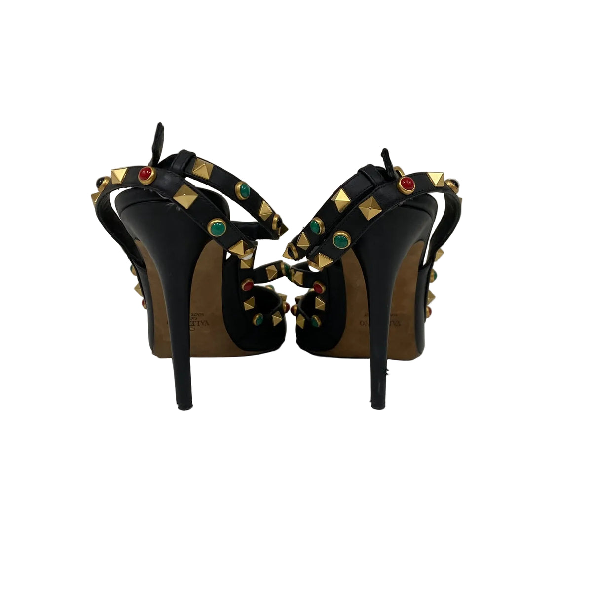 Sandália Valentino Garavani Rolling Rockstud Preta Tam 39 Br