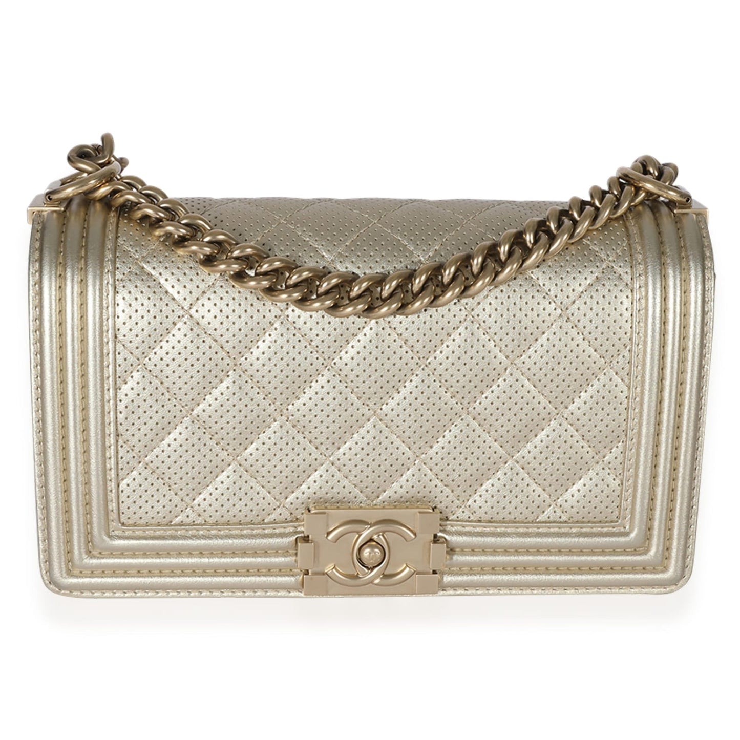 Bolsa Chanel Boy Dourada Média