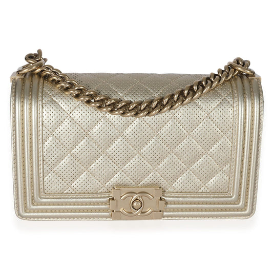 Bolsa Chanel Boy Dourada Média