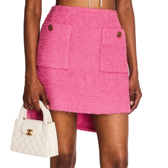 Saia Chanel Rosa Tweed Bolso Tam 34 BR