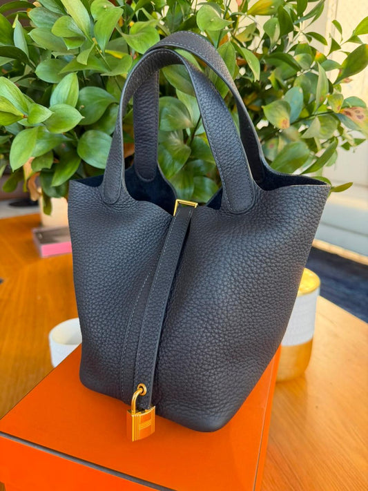 Bolsa Picotin Azul Marinho Ferragem Gold 18