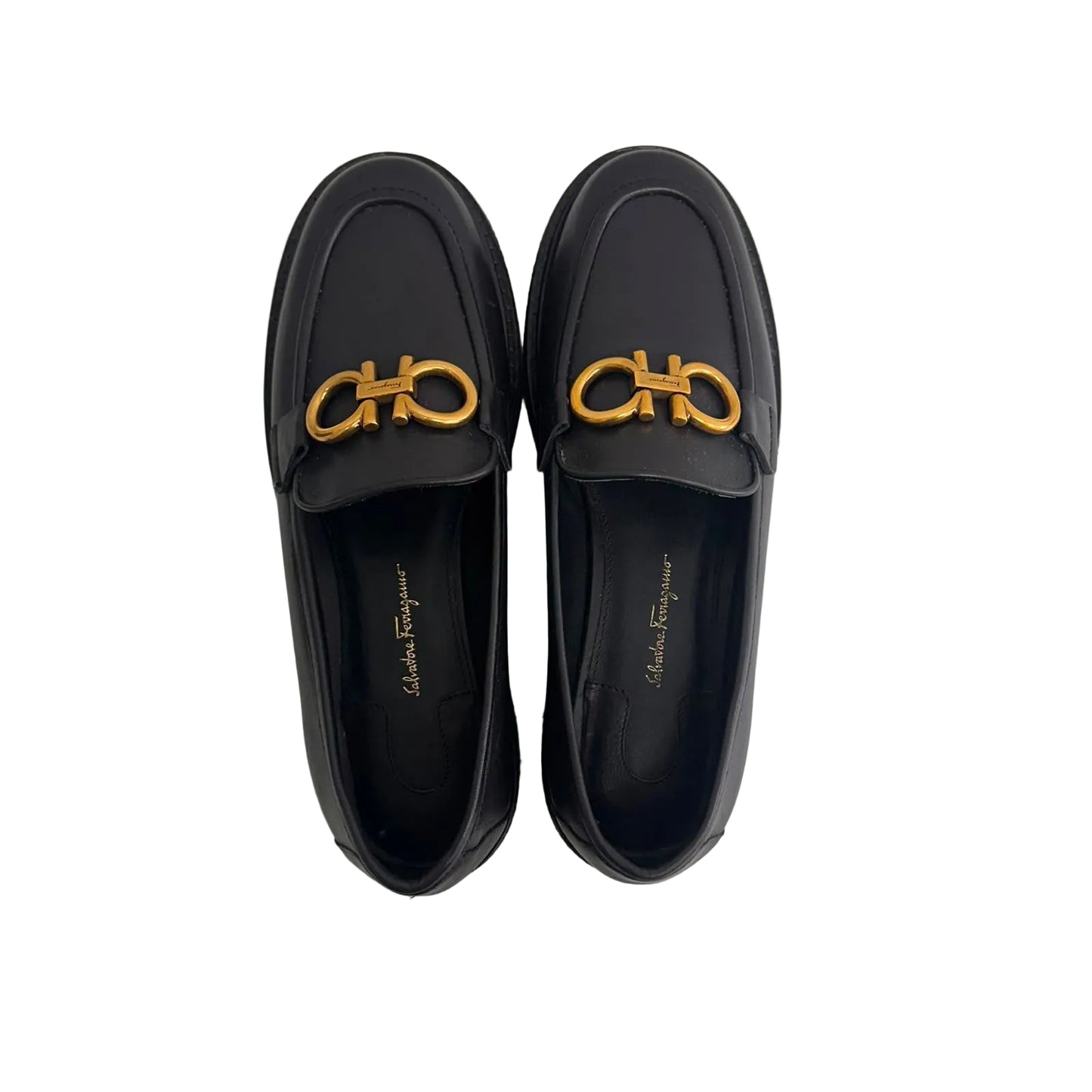 Mocassim Salvatore Ferragamo Preto Ferragem Dourada Tam 38 Br