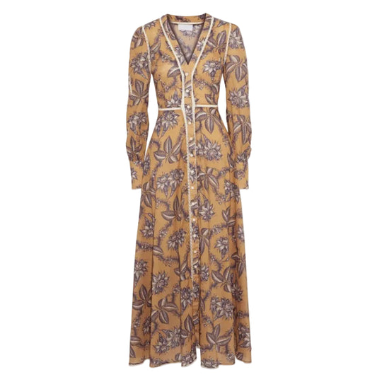 Vestido Zimmermann Estampado Amarelo e Roxo Tam 36 Br
