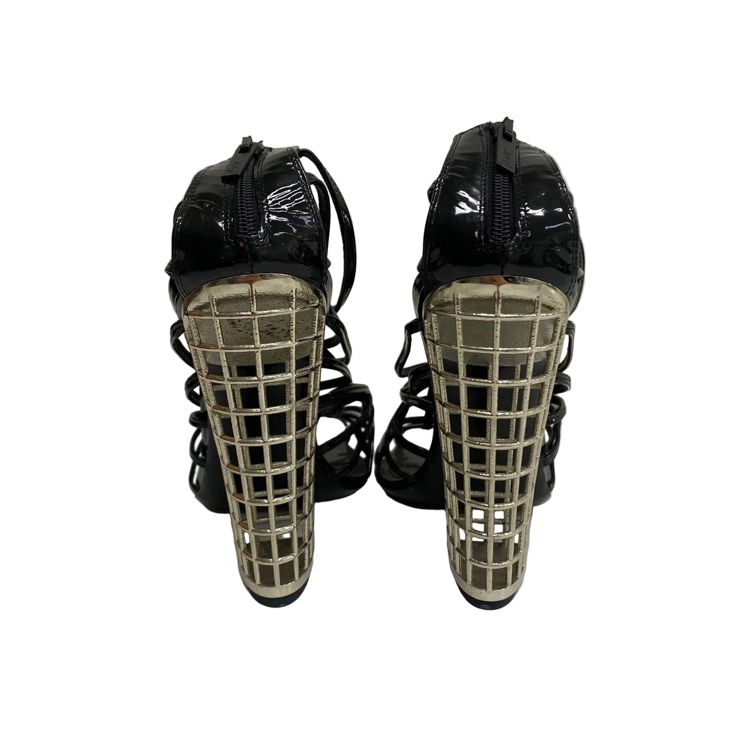 Sandalia Saint Laurent Preta Tiras Tam 37 Br