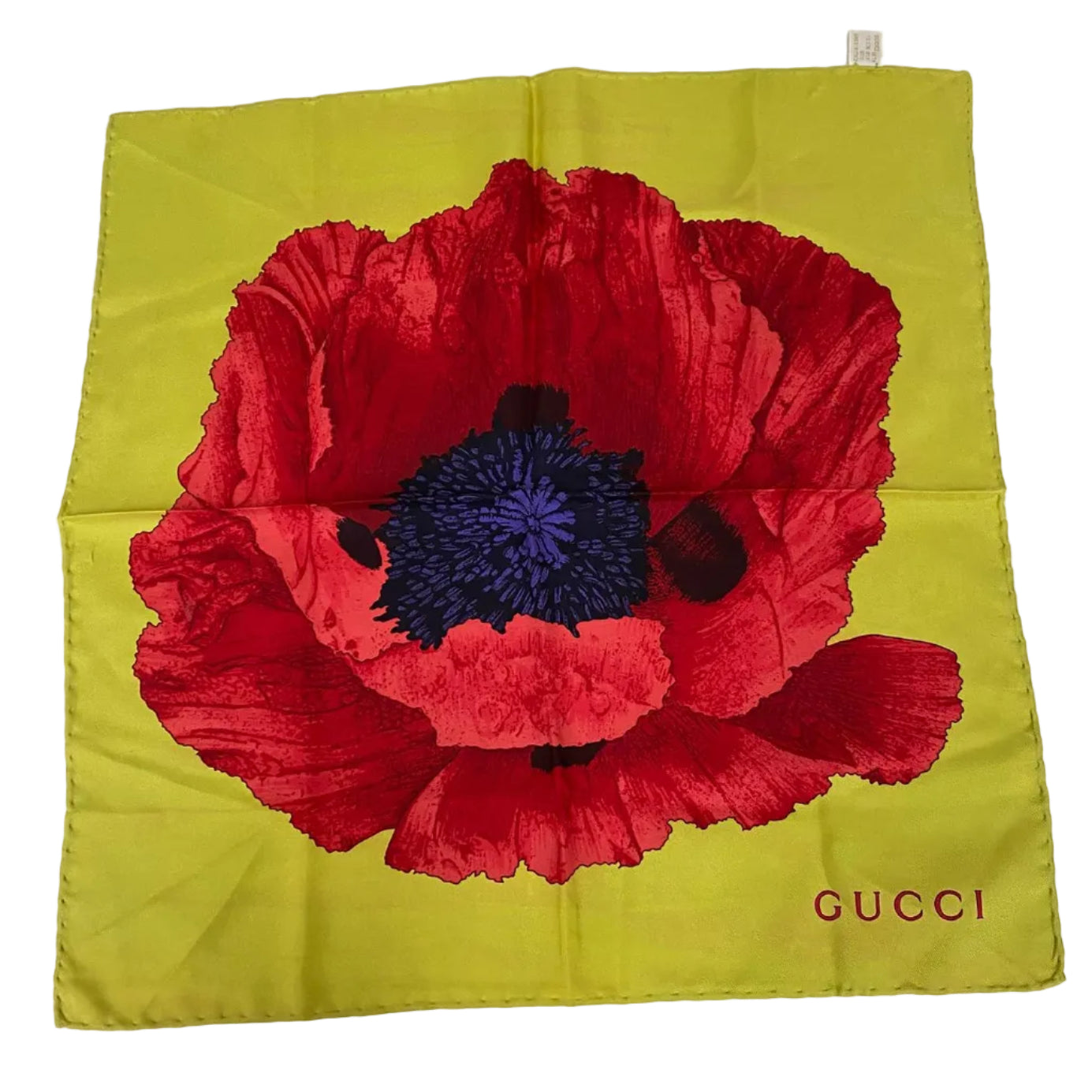 Lenço Gucci Flor Vermelha Fundo Verde