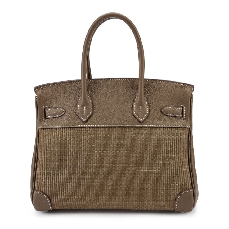 Bolsa Hermes Birkin Couro e Tecido Etoupe 35