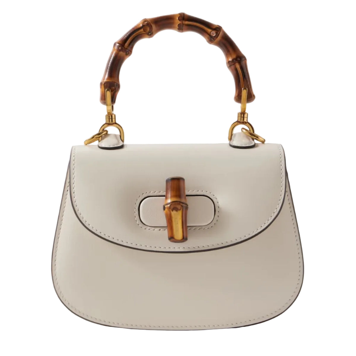 Bolsa Gucci Bamboo Top Handle Off White