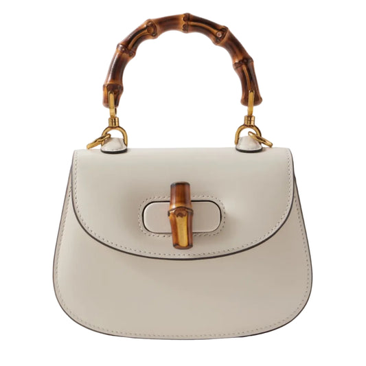 Bolsa Gucci Bamboo Top Handle Off White