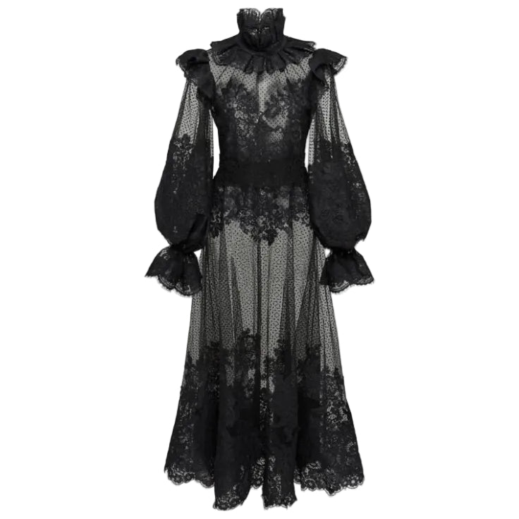 Vestido Zimmermann Midi Renda Preto Tam 36 Br