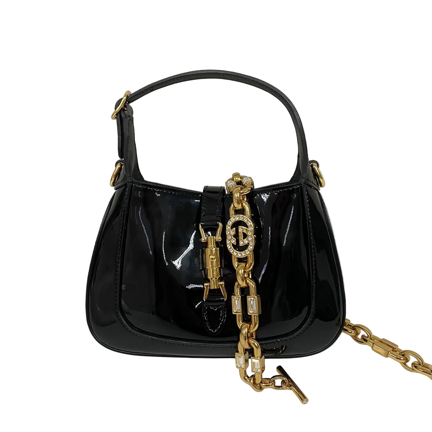 Bolsa Gucci Mini Jackie 1961 Shoulder Bag Envernizada Preta