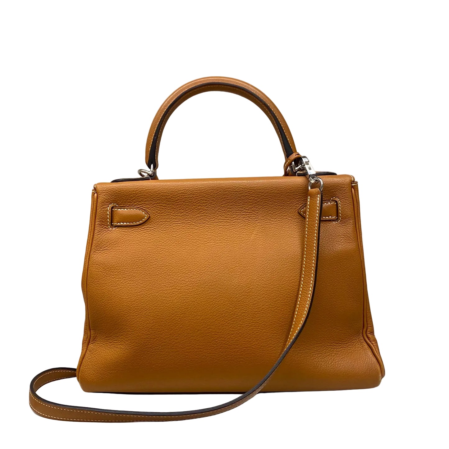 Bolsa Hermes Kelly 28 Clemence Gold Ferragem Palladium