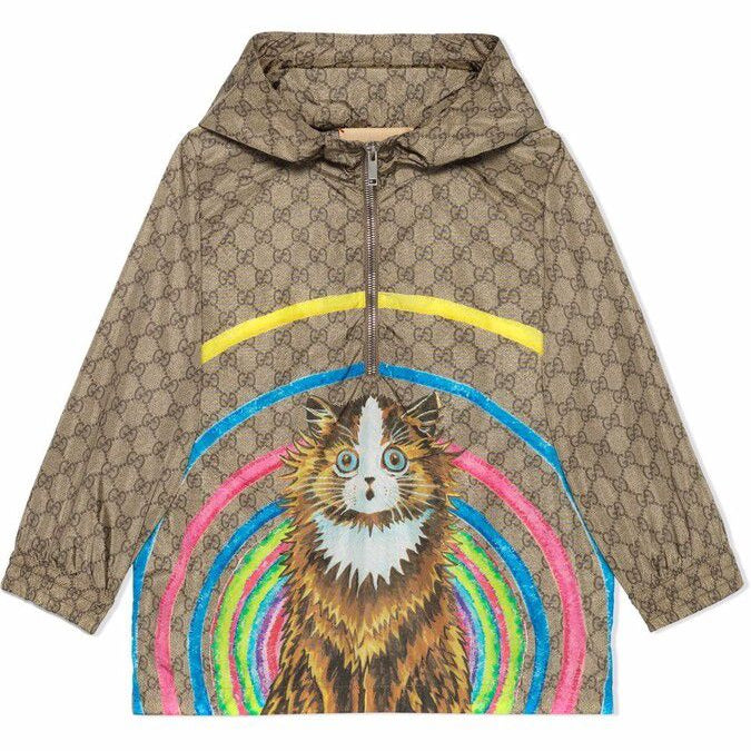 Jaqueta Corta Vento Gucci Monograma Gatinho Tam 10 anos Br