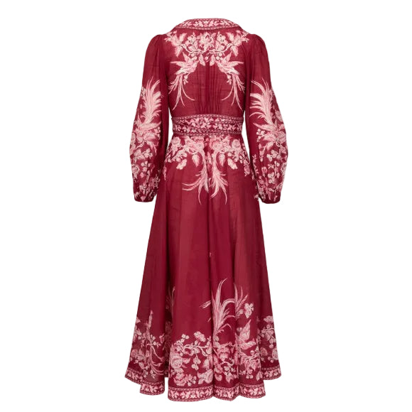 Vestido Zimmermann Longo Vinho/Rosa Tam 36 BR