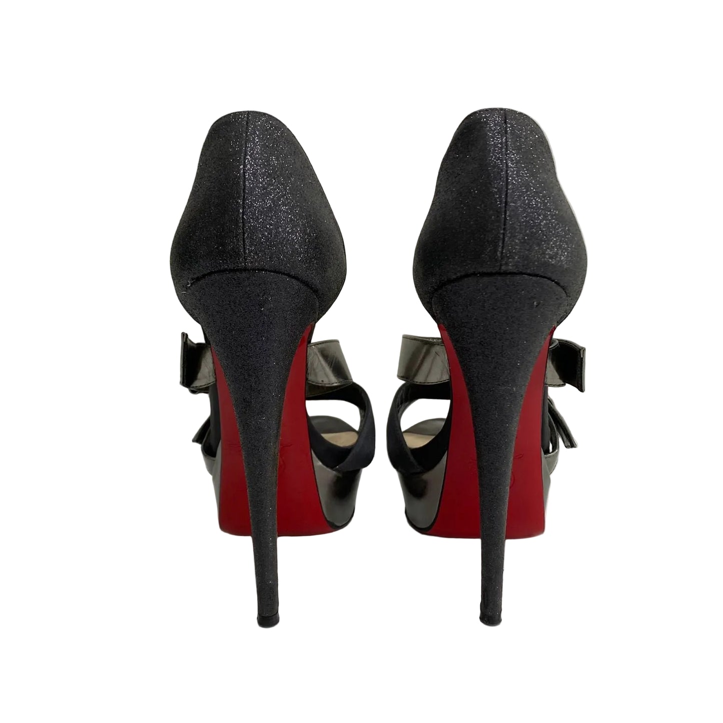 Sandalia Louboutin Cinza Salto Brilho Tam 35,5 Br