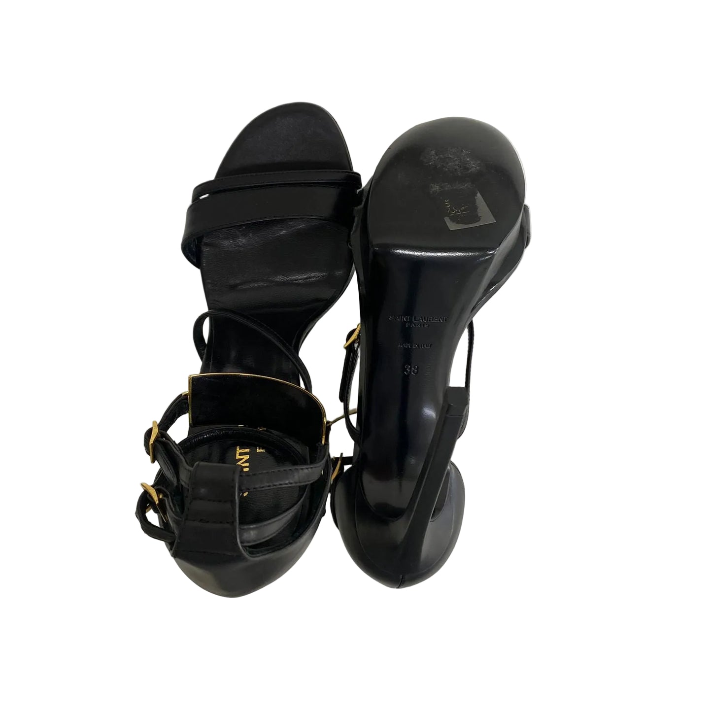 Sandalia Saint Laurent Preta E Dourada Tam 36 Br