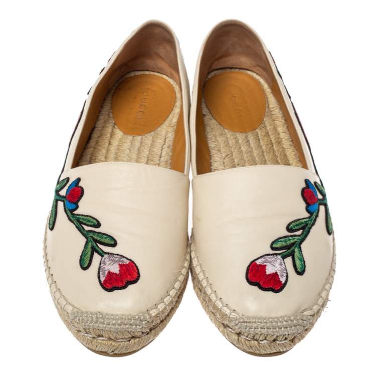 Espadrille Gucci Bege com Bordado Tam 36 Br