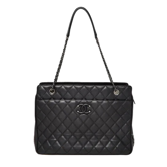 Bolsa Chanel Quilted Frame in Chain Tote Preta