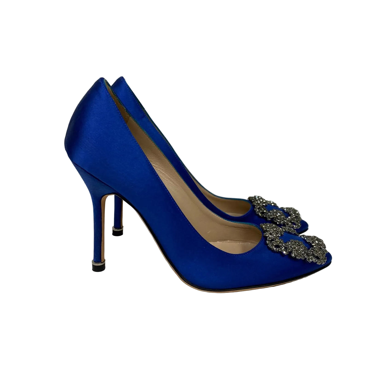 Scarpin Manolo Blahnik Azul Pedraria Tam 34 BR