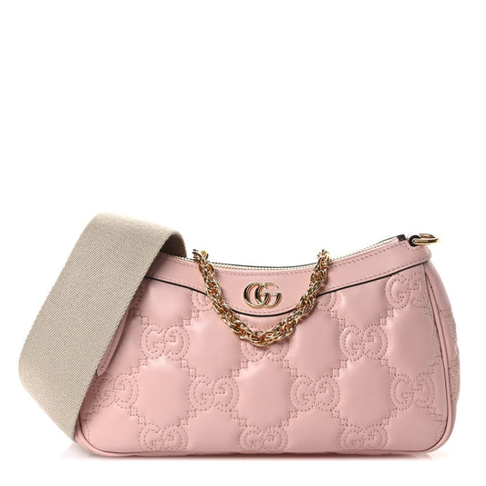 Bolsa Gucci GG Matelassé Rosa Ferragem Dourada