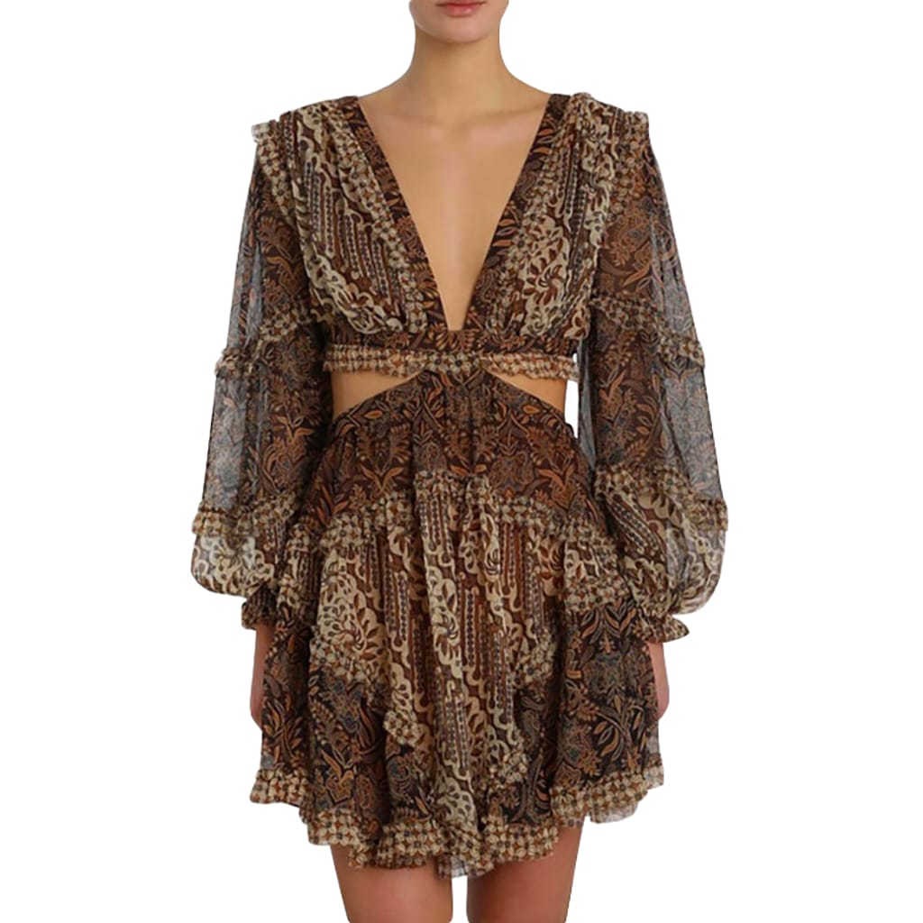 Vestido Zimmermann Estampa Marrom Tam 34 BR