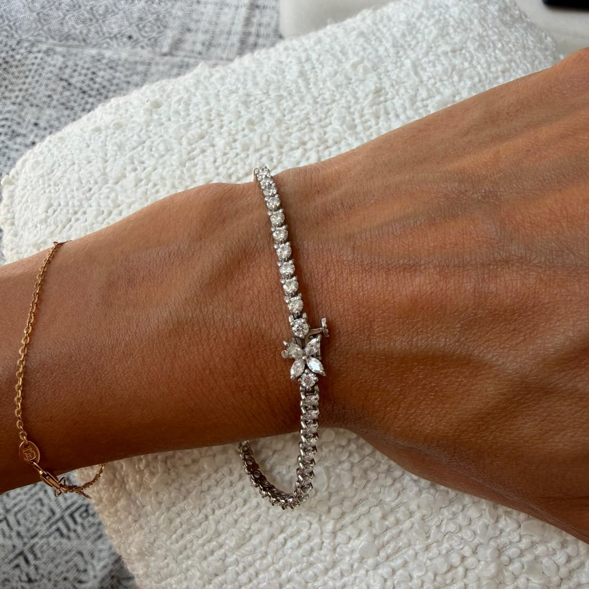 Pulseira Tiffany Line Em Platina Com Diamantes