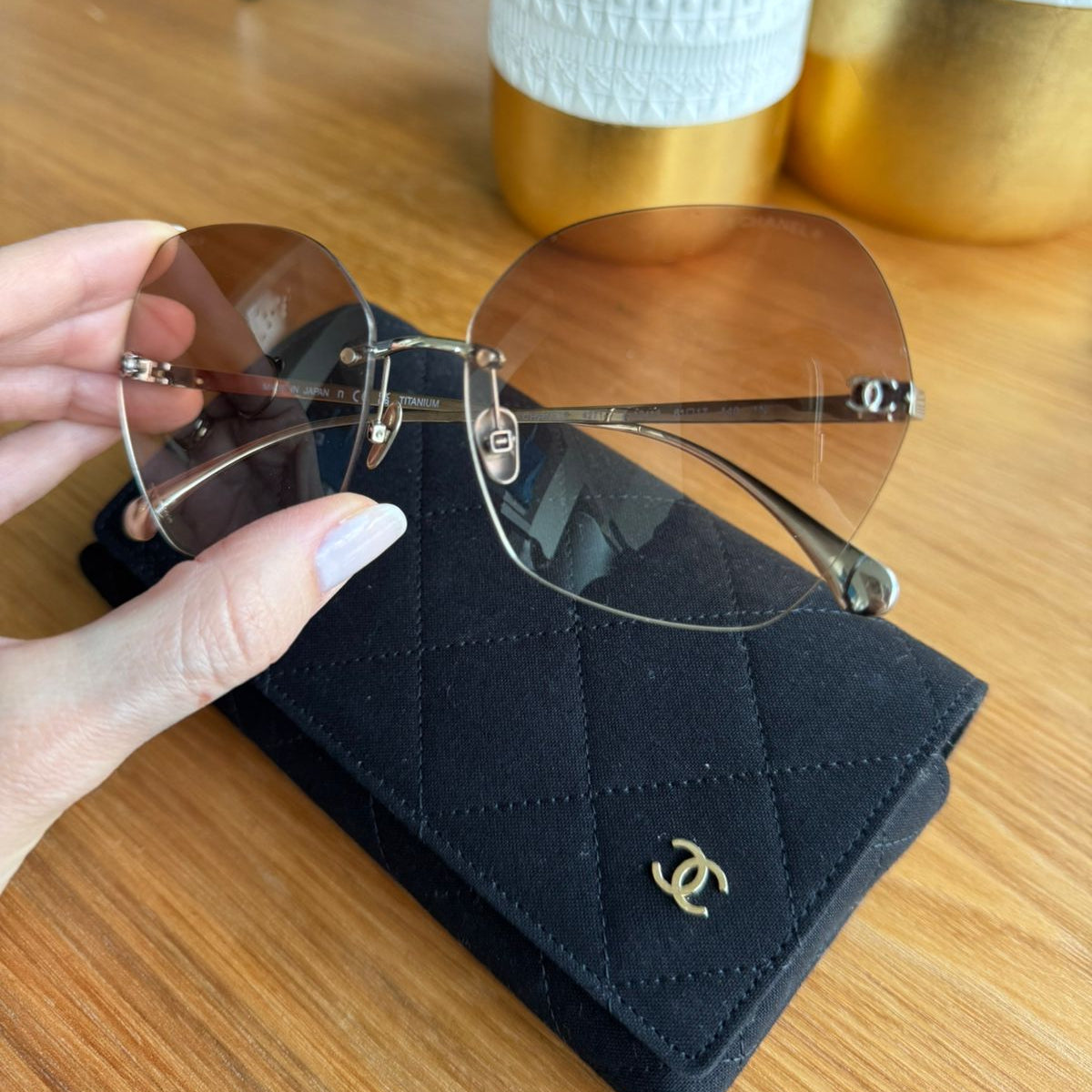 Óculos Chanel Prata Lente Clara