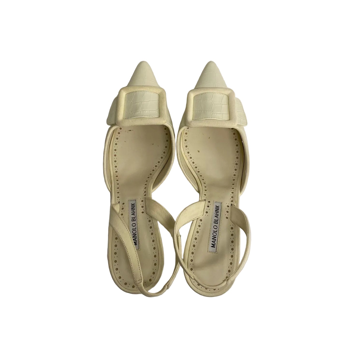 Sapato Manolo Blahnik Off White Croco Tam 39 Br