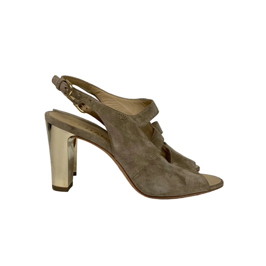 Sandália Chanel Suede Cinza Vazada Tam 35 BR