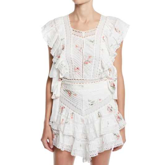 Vestido Zimmermann Branco Com Flor E Bordado Tam P BR