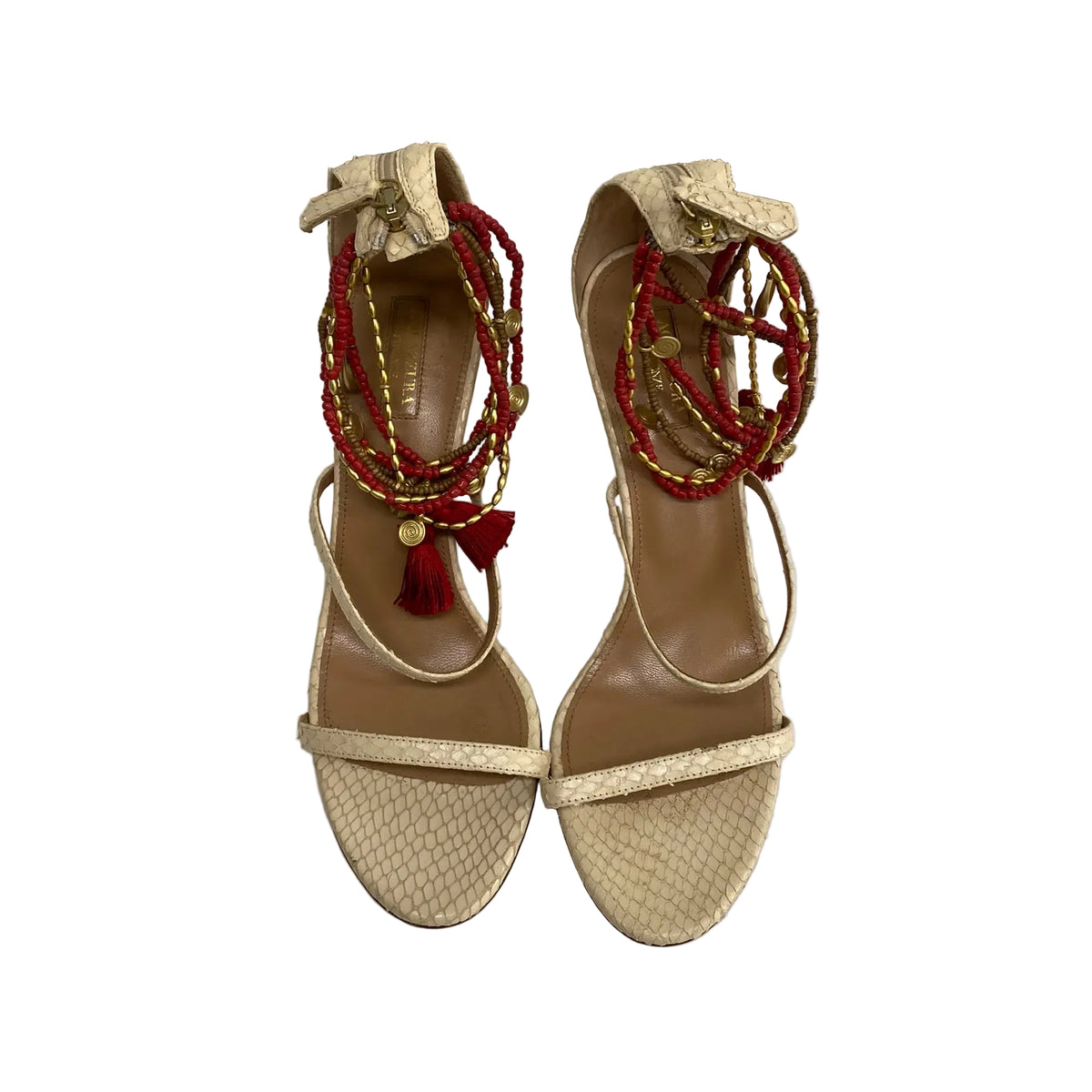 Sandália Aquazzura Bege Croco Tam 37,5 BR