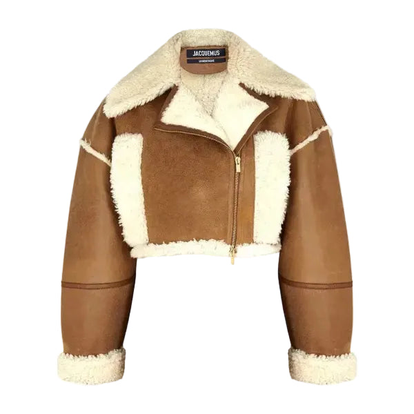 Jaqueta Jacquemus Lamb Fur Biker Jacket Tam 32 BR