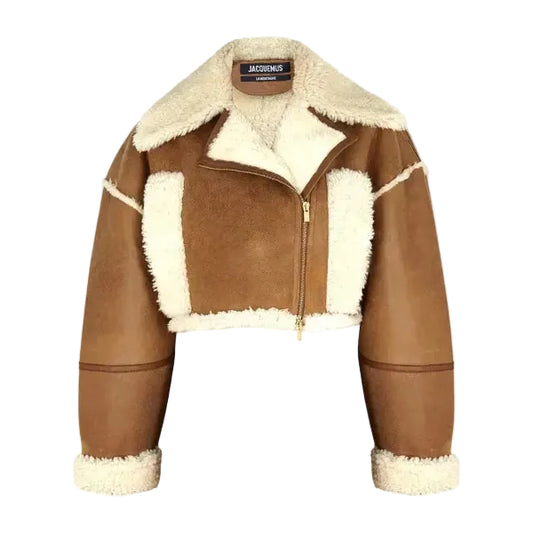 Jaqueta Jacquemus Lamb Fur Biker Jacket Tam 32 BR