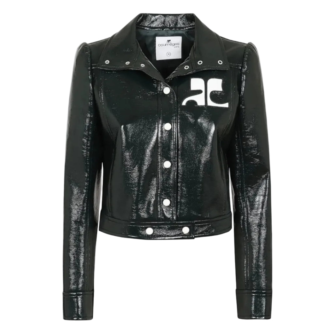 Jaqueta Courreges Vinyl Preta Tam 38/40 BR